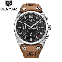 Men Watch Leather Waterproof Sport Military Quartz Chronograph   Model Number: BY-5112M