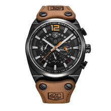 Men Watch Leather Waterproof Sport Military Quartz Chronograph   Model Number: BY-5112M