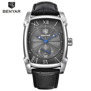 Rectangle men watch top luxury: Classic Quartz fashion casual Wristwatchesle Model Number: BY-5114Mblack