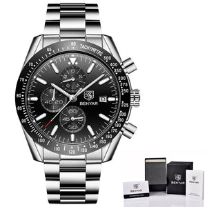 Men Watch Brand Luxury leather band Quartz Chronograph Model Number: BY-5140M