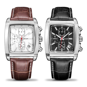 Men Watch luxury Quartz Chronograph Stainless Steel Military, Leather Wristwatch. Model # 2028
